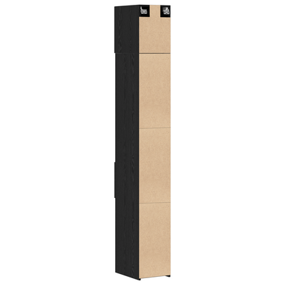 Slim Storage Cabinet Black Oak 30x42.5x225 cm Engineered Wood