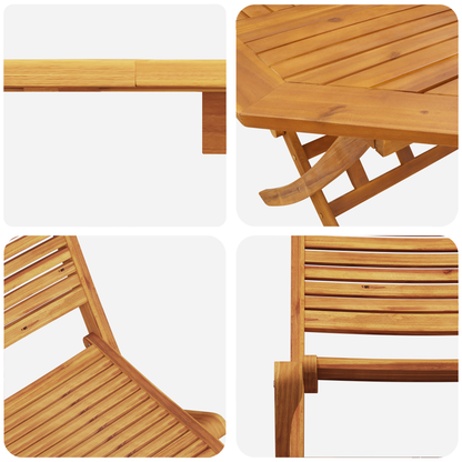 3 Piece Folding Bistro Set Solid Wood Acacia