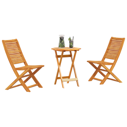 3 Piece Folding Bistro Set Solid Wood Acacia
