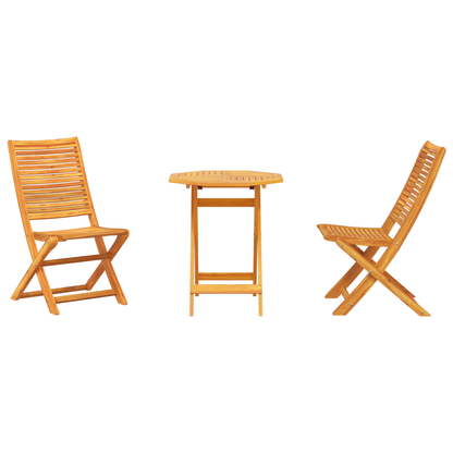 3 Piece Folding Bistro Set Solid Wood Acacia