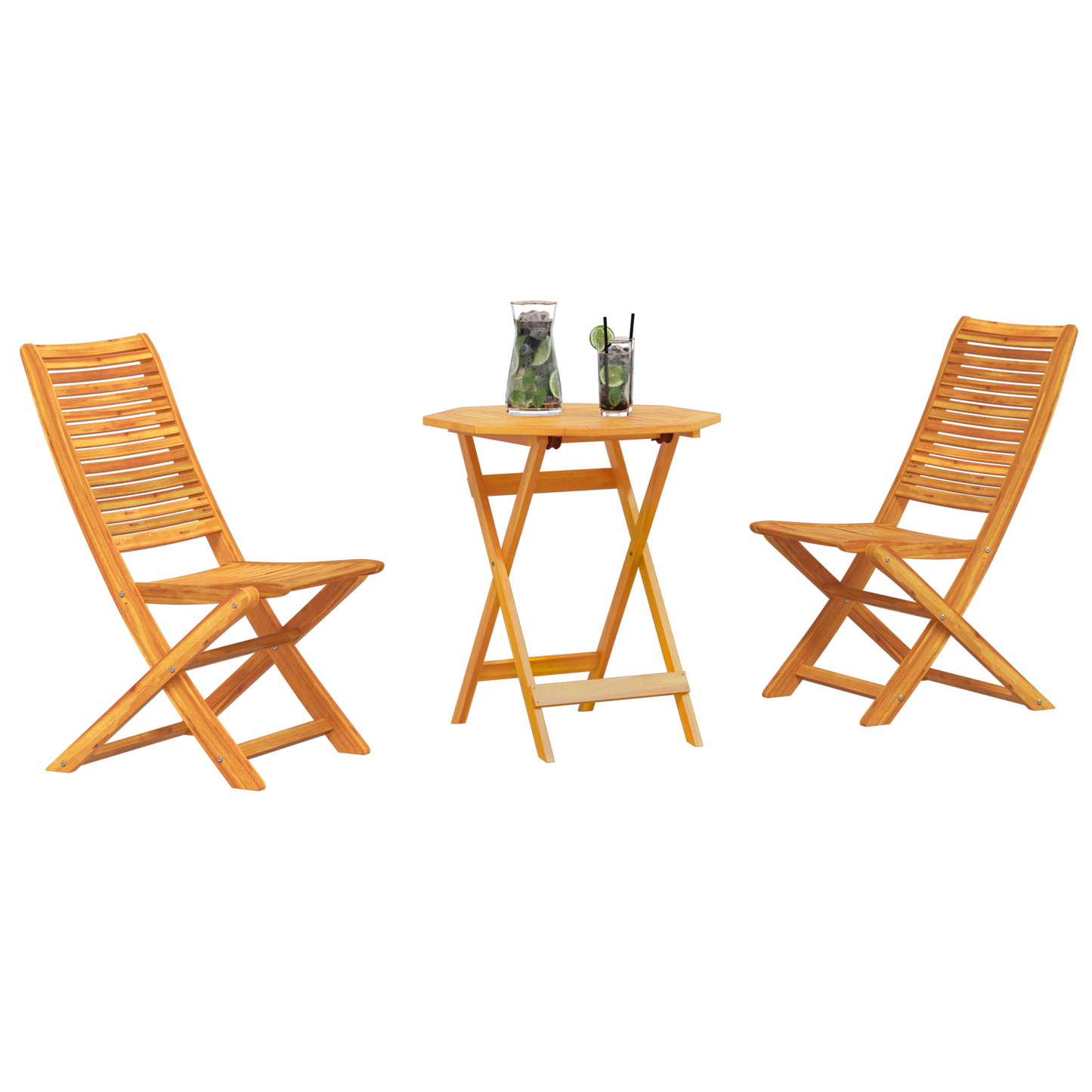 3 Piece Folding Bistro Set Solid Wood Acacia