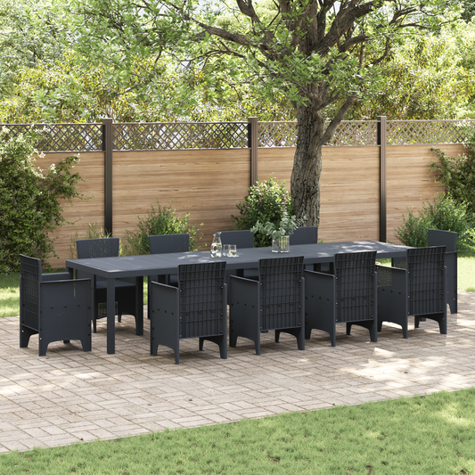 Garden Table Anthracite 350x100x73 cm Poly Rattan