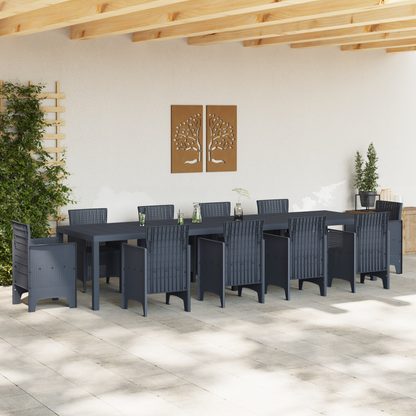 Garden Table Anthracite 350x100x73 cm Poly Rattan