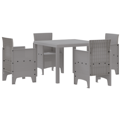 5 Piece Garden Dining Set Light Grey Poly Rattan