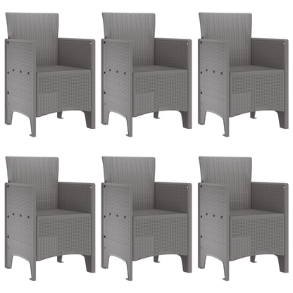 7 Piece Garden Dining Set Light Grey Poly Rattan