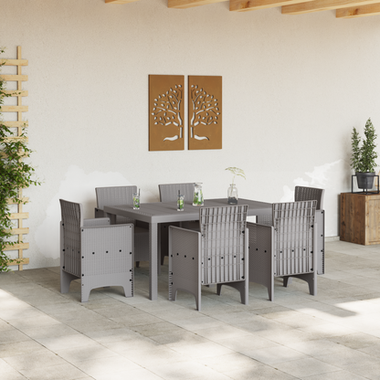 7 Piece Garden Dining Set Light Grey Poly Rattan