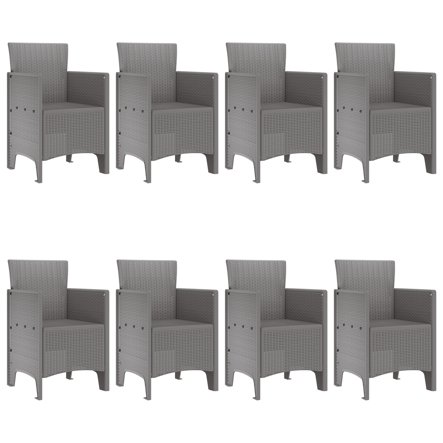 9 Piece Garden Dining Set Light Grey Poly Rattan