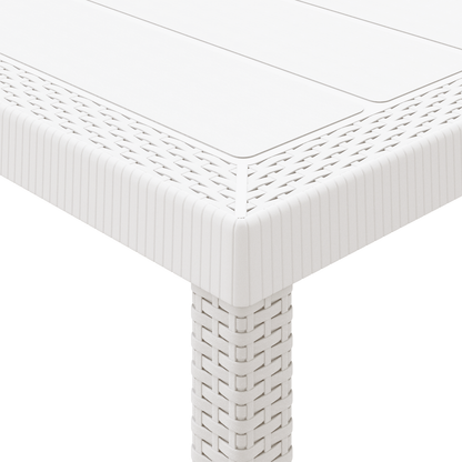 13 Piece Garden Dining Set White Poly Rattan