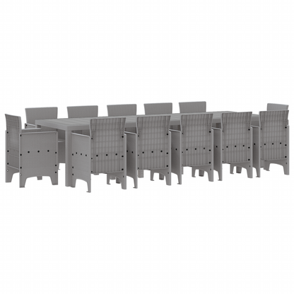 13 Piece Garden Dining Set Light Grey Poly Rattan