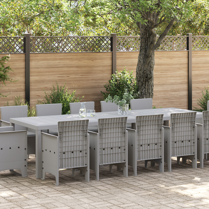 13 Piece Garden Dining Set with Cushions Light Grey Poly Rattan