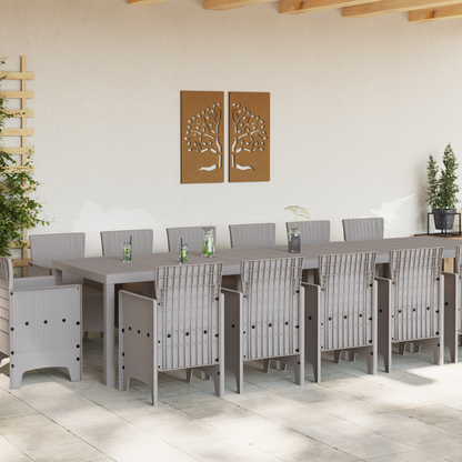 15 Piece Garden Dining Set Light Grey Poly Rattan