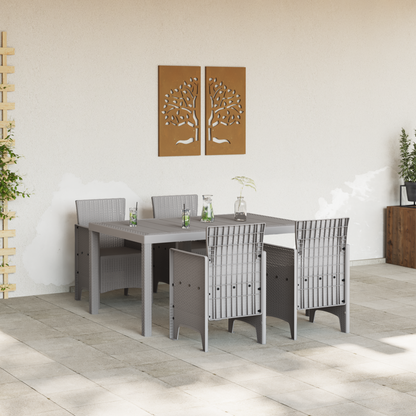 5 Piece Garden Dining Set Light Grey Poly Rattan