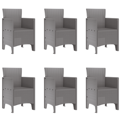 7 Piece Garden Dining Set Light Grey Poly Rattan