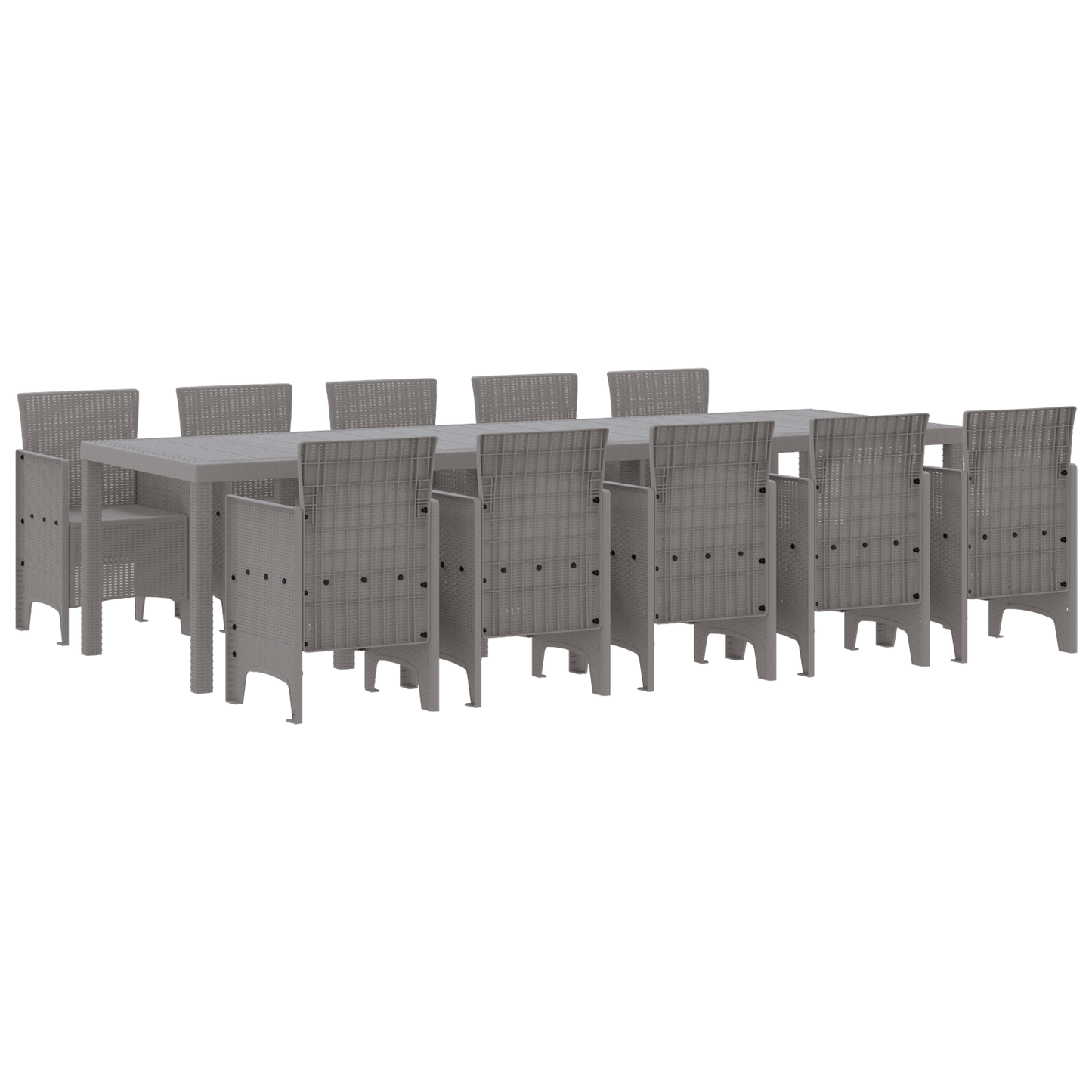 11 Piece Garden Dining Set Light Grey Poly Rattan
