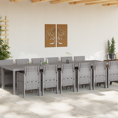 13 Piece Garden Dining Set Light Grey Poly Rattan