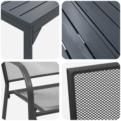 7 Piece Garden Dining Set Anthracite Steel