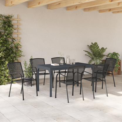 7 Piece Garden Dining Set Anthracite Steel