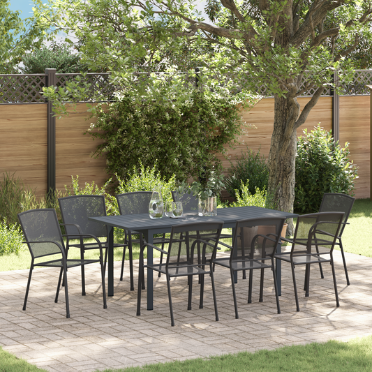9 Piece Garden Dining Set Anthracite Steel