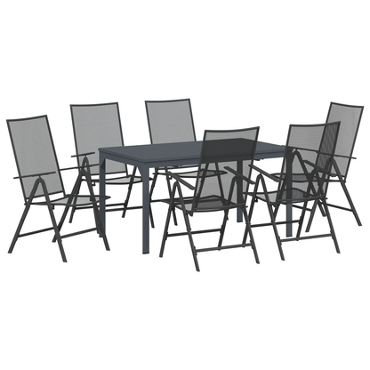 7 Piece Garden Dining Set in Anthracite Steel