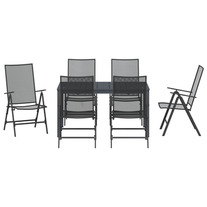 7 Piece Garden Dining Set in Anthracite Steel