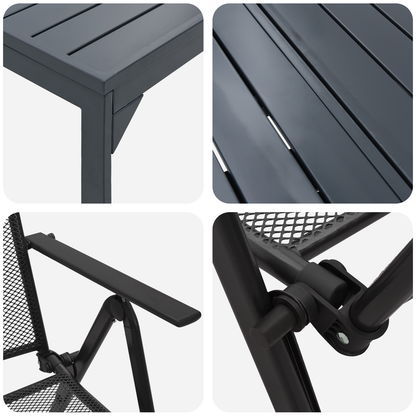 9 Piece Garden Dining Set Anthracite Steel