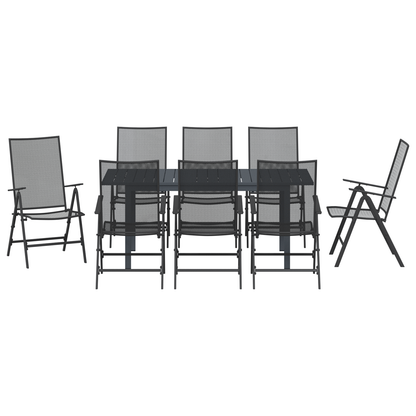 9 Piece Garden Dining Set Anthracite Steel
