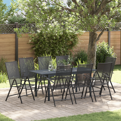 9 Piece Garden Dining Set Anthracite Steel