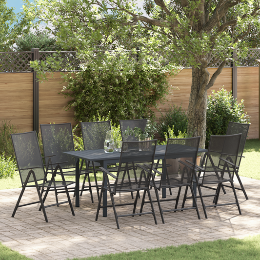 9 Piece Garden Dining Set Anthracite Steel