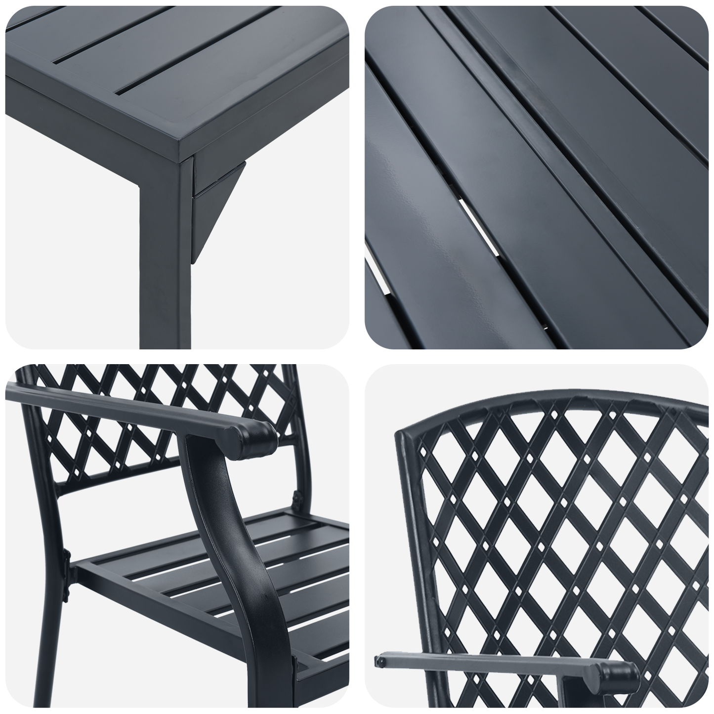 7 Piece Garden Dining Set Anthracite Steel