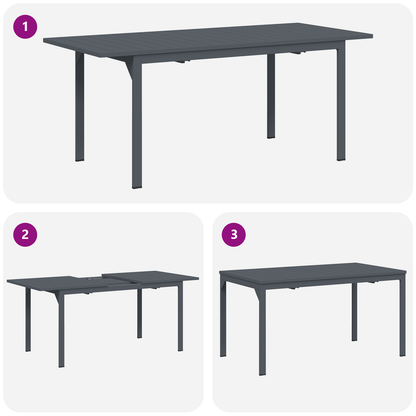 7 Piece Garden Dining Set Anthracite Steel