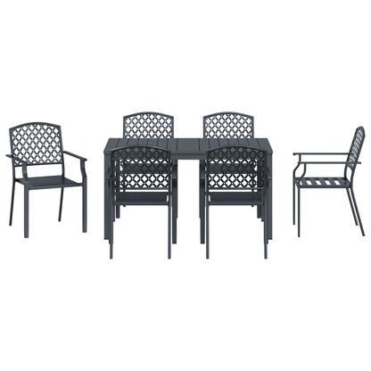 7 Piece Garden Dining Set Anthracite Steel