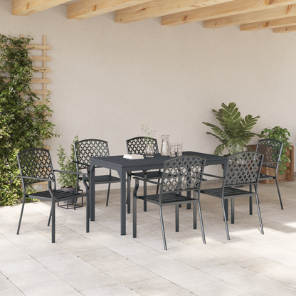 7 Piece Garden Dining Set Anthracite Steel