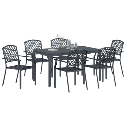 7 Piece Garden Dining Set Anthracite Steel