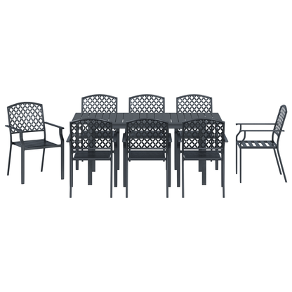 9 Piece Garden Dining Set Anthracite Steel
