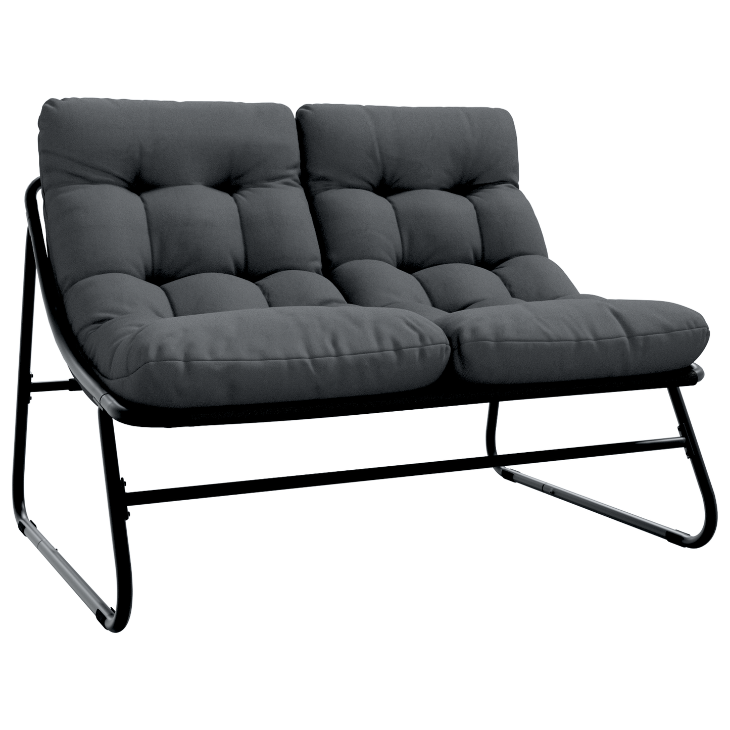 5 Piece Garden Sofa Set with Cushions Black Steel