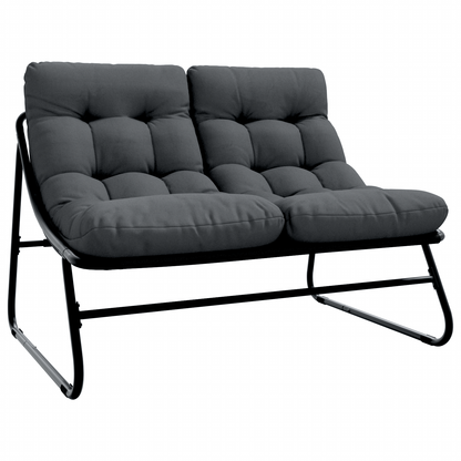 5 Piece Garden Sofa Set with Cushions Black Steel