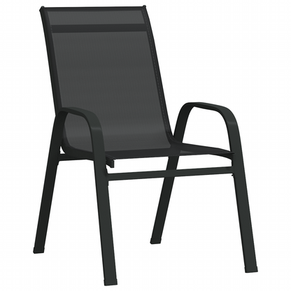 5 Piece Garden Dining Set Black Textilene and Steel