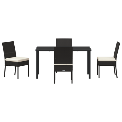 5 Piece Garden Dining Set Black Poly Rattan