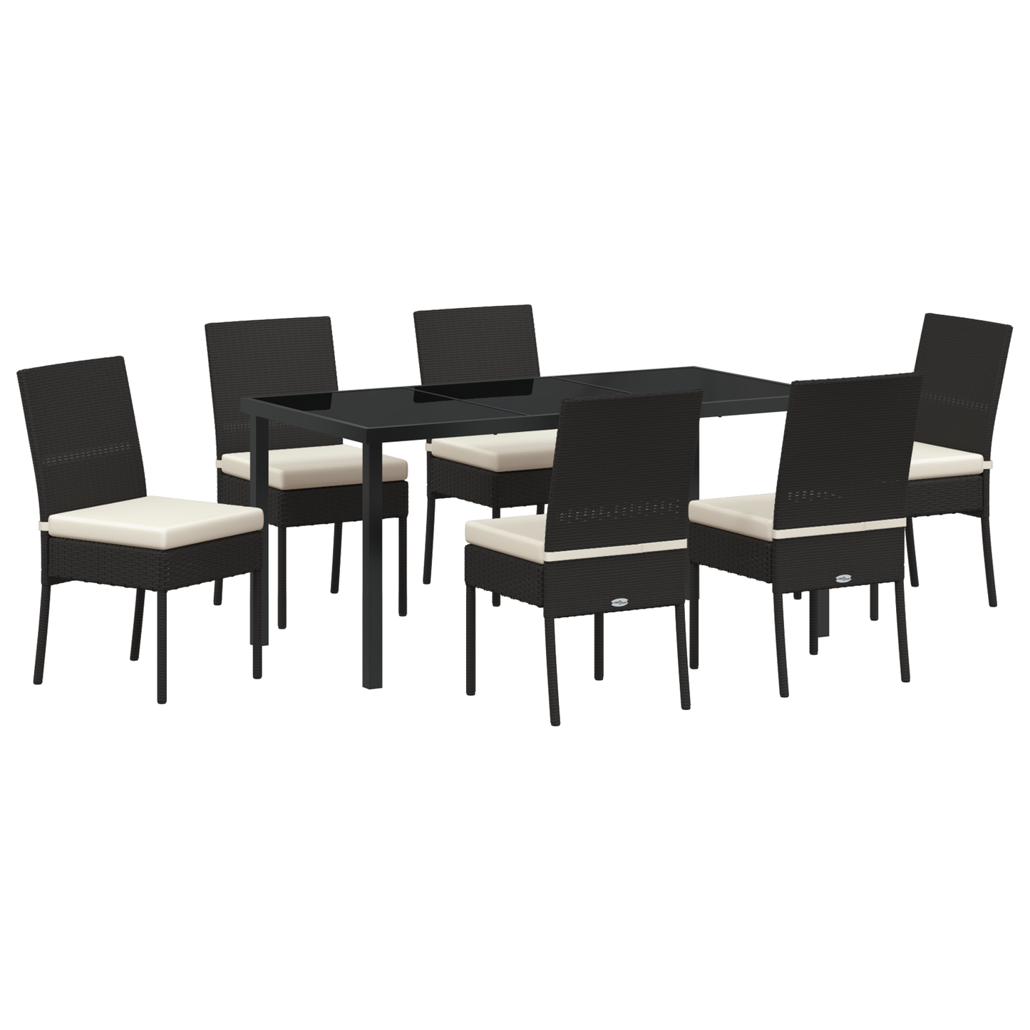7 Piece Garden Dining Set Black Poly Rattan