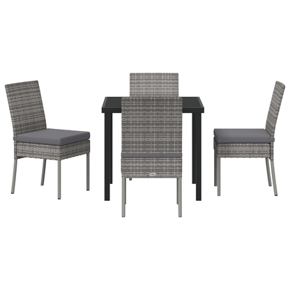 5 Piece Garden Dining Set Grey Poly Rattan