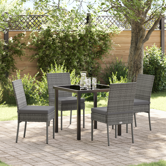 5 Piece Garden Dining Set Grey Poly Rattan