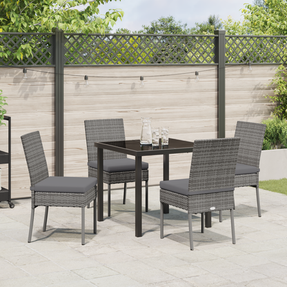 5 Piece Garden Dining Set Grey Poly Rattan