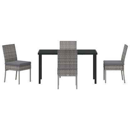 5 Piece Garden Dining Set Grey Poly Rattan