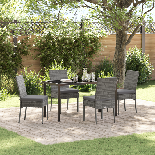 5 Piece Garden Dining Set Grey Poly Rattan