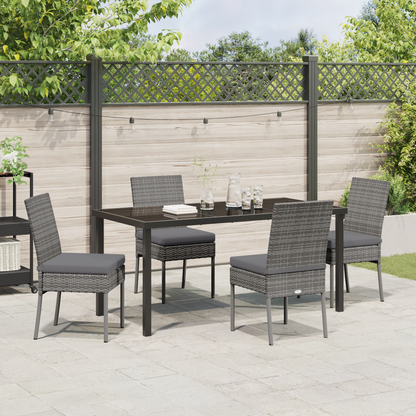 5 Piece Garden Dining Set Grey Poly Rattan