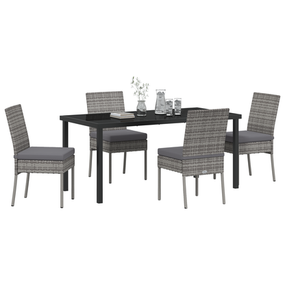 5 Piece Garden Dining Set Grey Poly Rattan