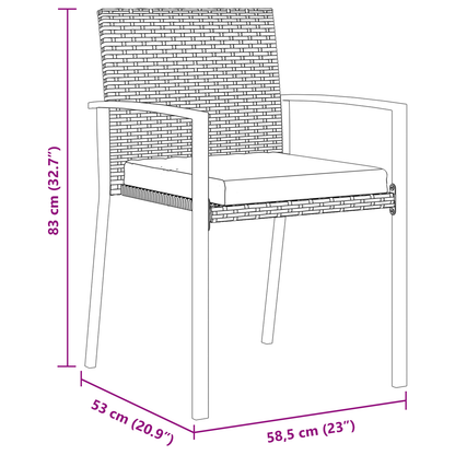3 Piece Garden Dining Set Black Poly Rattan