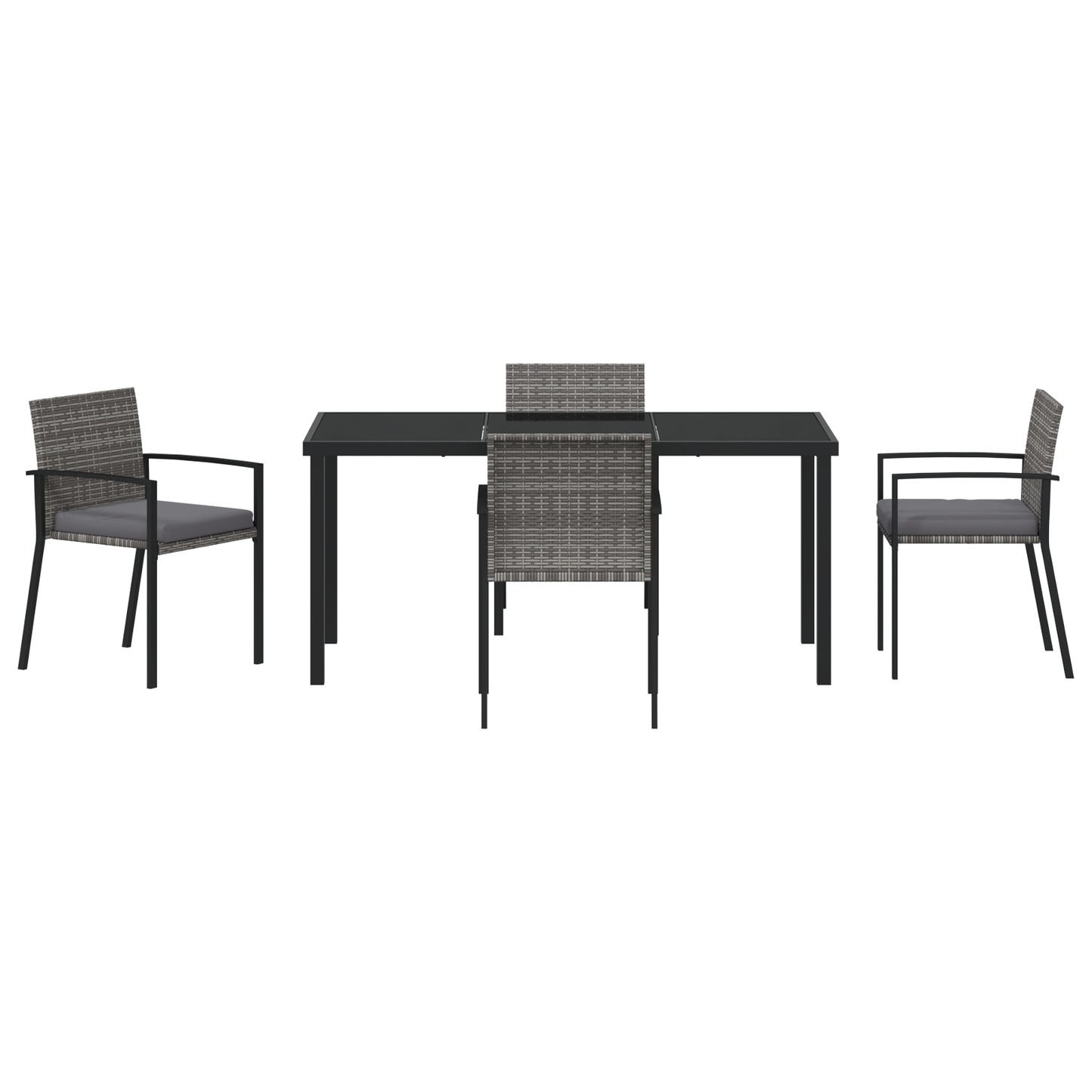 5 Piece Garden Dining Set Grey Poly Rattan