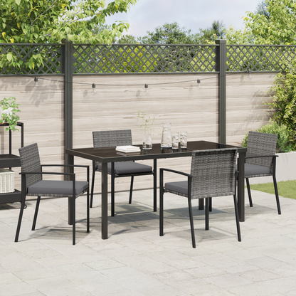 5 Piece Garden Dining Set Grey Poly Rattan