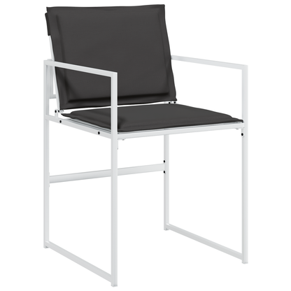 5 Piece Garden Dining Set with Cushions White Textilene and Steel